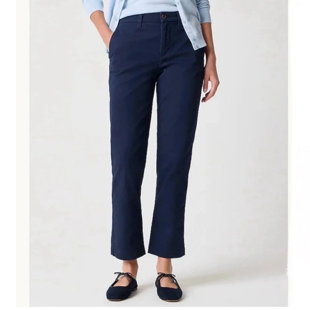 J. Crew Navy Blue High-Rise Girlfriend Chino Pants Size‎ 4
